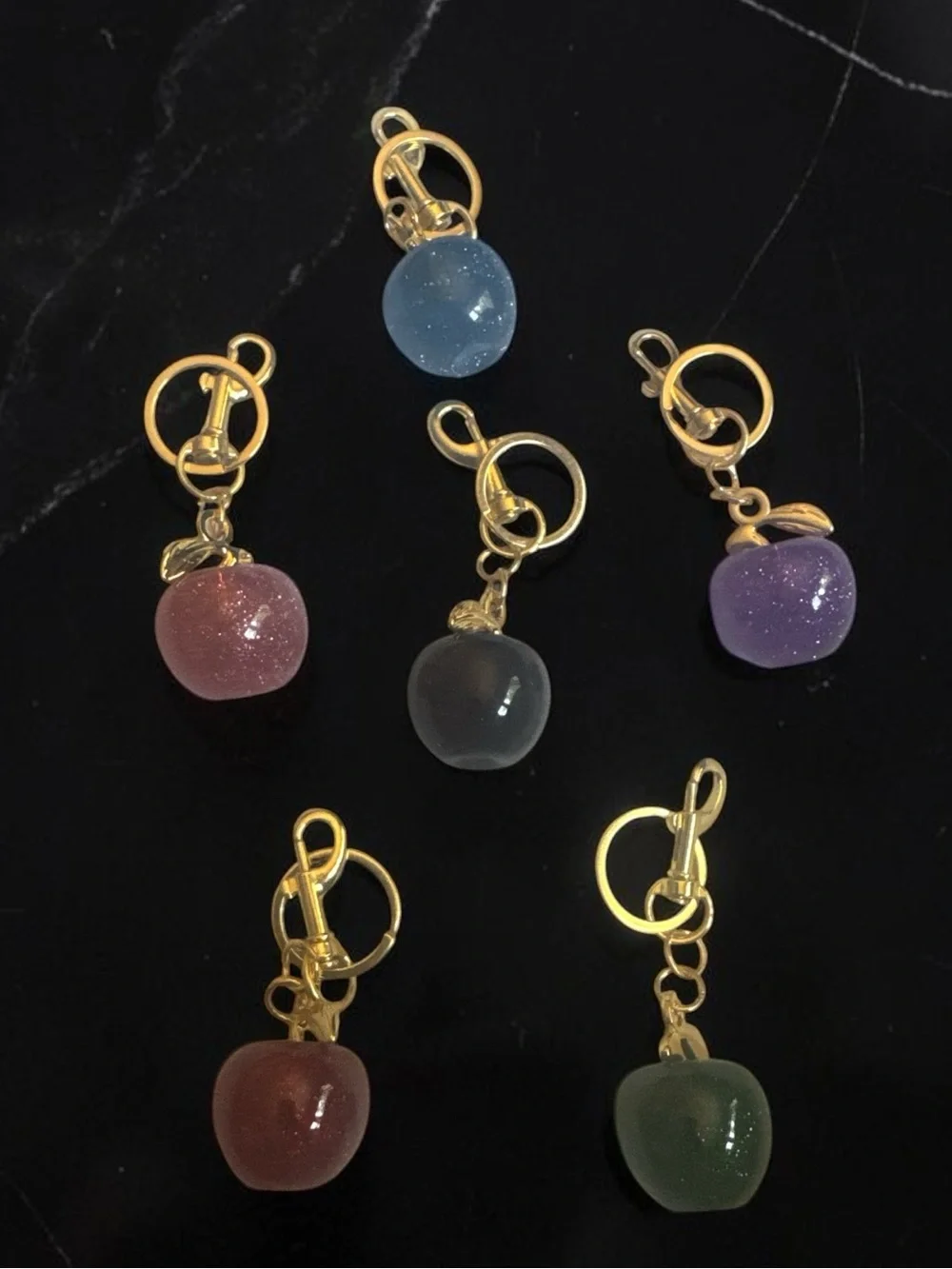 Apple Bag Charm Keychains - Assorted Colors ‼️PICK ONE‼️ (gold tone hardware)